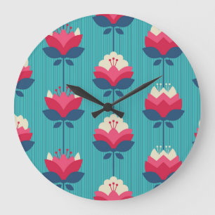 Retro bloemennaadloos patroon. grote klok