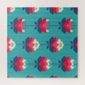 Retro bloemennaadloos patroon. legpuzzel (Horizontaal)