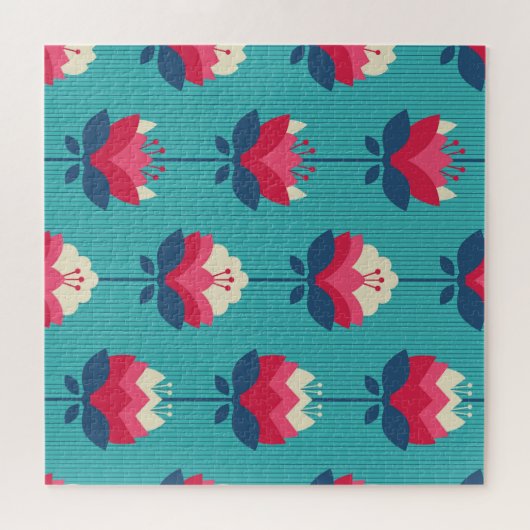 Retro bloemennaadloos patroon. legpuzzel (Horizontaal)