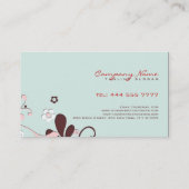 Retro bloemenontwerp bruin blauw en roze visitekaartje (Achterkant)