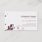 Retro bloemenontwerp bruin wit en roze visitekaartje (Achterkant)