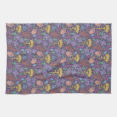 Retro bloemenontwerp met bloemen en vruchten. theedoek (Horizontaal)