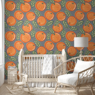 Retro bloemenontwerp met sinaasappels. behang