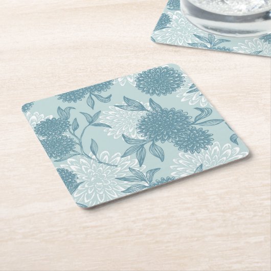 Retro BloemenPatroon 2 2 Kartonnen Onderzetters (Schuin)