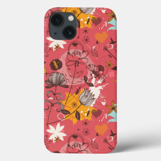 Retro bloemenpatroon 2 Case-Mate iPhone case (Achterkant)