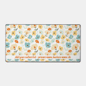 Retro bloemenpatroon Aangepaste naam, elke tekst Bureaumat (Voorkant)