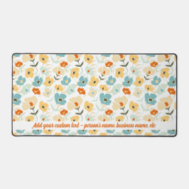 Retro bloemenpatroon Aangepaste naam, elke tekst Bureaumat