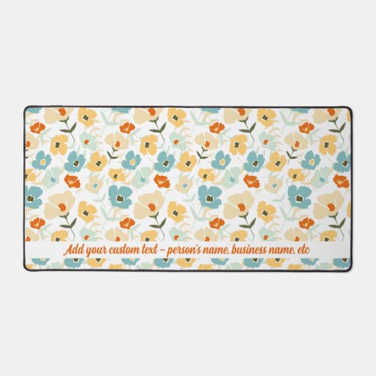 Retro bloemenpatroon Aangepaste naam, elke tekst Bureaumat (Voorkant)