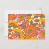  Retro Bloemenpatroon Boho 70s Huwelijk Bedankkaart (Voorkant)