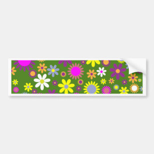 Retro BloemenPatroon - de Bestelwagen van Flower Bumpersticker