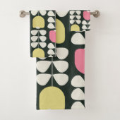 Retro bloemenpatroon geel roze groen bad handdoek (Insitu)