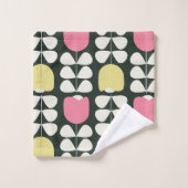 Retro bloemenpatroon geel roze groen bad handdoek (Wasdoekje)