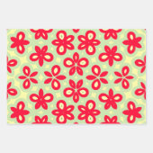 Retro Bloemenpatroon in Rood, Crème en Mint Groen Inpakpapier Vel (Voorkant 3)