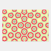 Retro Bloemenpatroon in Rood, Crème en Mint Groen Inpakpapier Vel (Voorkant 2)