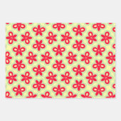 Retro Bloemenpatroon in Rood, Crème en Mint Groen Inpakpapier Vel (Voorkant)