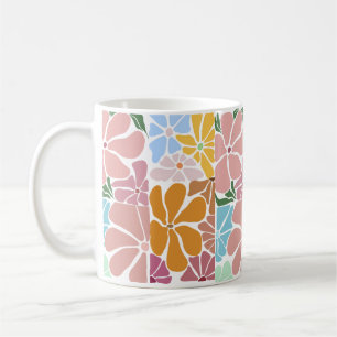 Retro Bloemenpatroon – Kleurrijke  Bloem Koffiemok