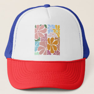 Retro Bloemenpatroon – Kleurrijke Bloem Trucker Pet