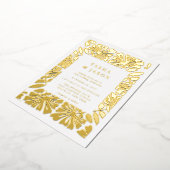 Retro bloemenpatroon Lijst bruiloft Folie Uitnodiging (Gedraaid)