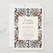 Retro bloemenpatroon Lijst bruiloft uitnodiging (Voorkant)