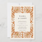 Retro bloemenpatroon Lijst bruiloft uitnodiging (Voorkant)