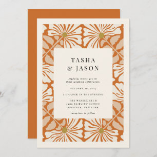 Retro bloemenpatroon Lijst bruiloft uitnodiging