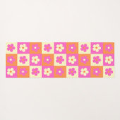 Retro Bloemenpatroon Roze & Sinaasappel BOHO Chic Yogamat (Achterkant (horizontaal))