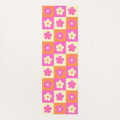 Retro Bloemenpatroon Roze & Sinaasappel BOHO Chic Yogamat (Achterkant)