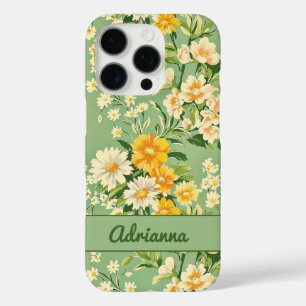 Retro Bloemenprint iPhone 16 Pro Hoesje