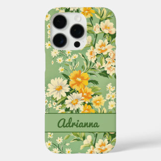 Retro Bloemenprint iPhone 16 Pro Hoesje