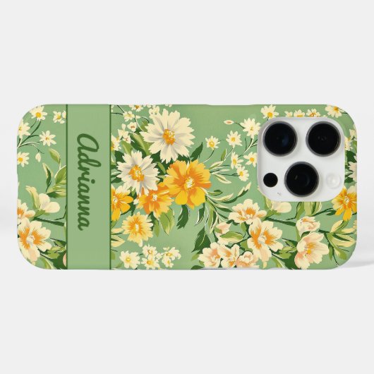 Retro Bloemenprint Case-Mate iPhone Case (Achterkant (horizontaal))