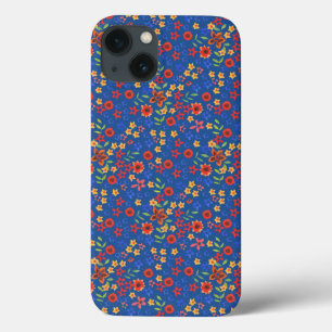Retro bloemenprint op Blue Hoesje-Mate iPad Case