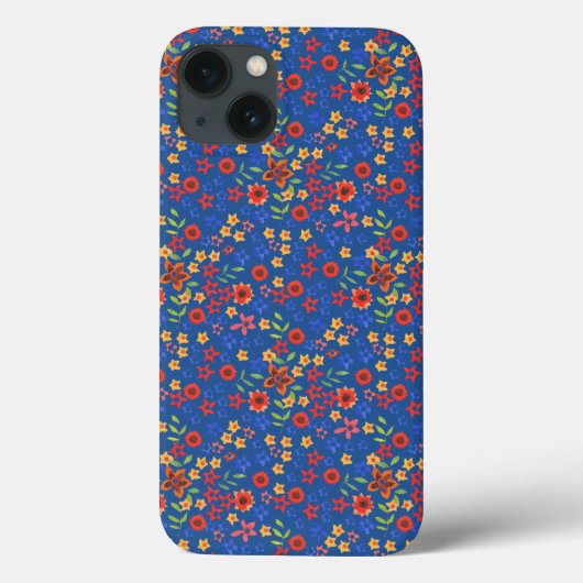 Retro bloemenprint op Blue Hoesje-Mate iPad Case (Achterkant)
