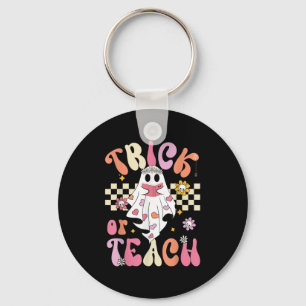 Retro bloementruc of leer Schattigee geest Hallowe Sleutelhanger