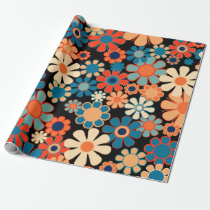 Retro bloementuin gedurfde bloemetjes naadloos cadeaupapier
