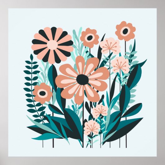 Retro bloementuin poster (Voorkant)