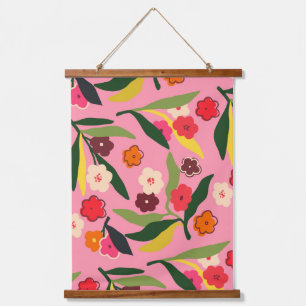 Retro bloemenvelden hangend wandkleed