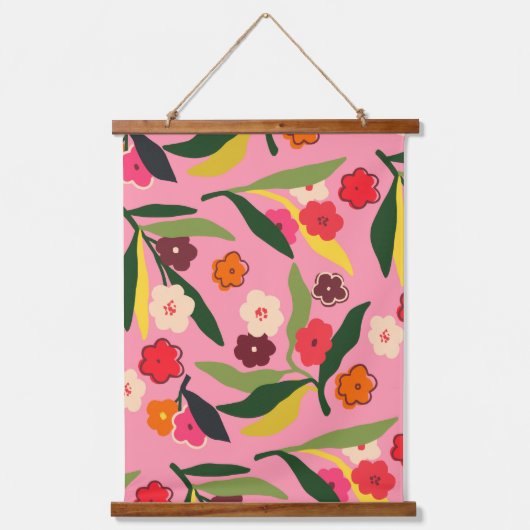 Retro bloemenvelden hangend wandkleed (Voorkant)