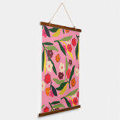 Retro bloemenvelden hangend wandkleed (Gebogen)