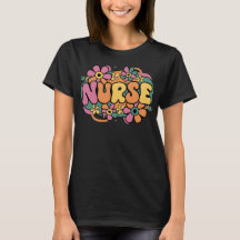 Retro Bloemenverpleegkundige Shirt - RN T-shirt