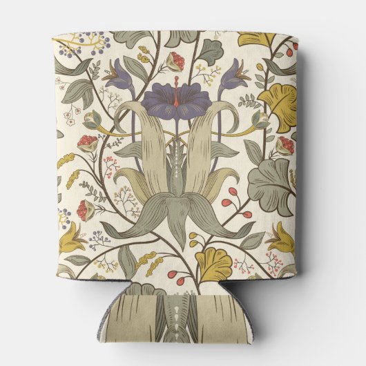 Retro bloemenverticaal naadloos ontwerp. blikjeskoeler (Achterkant)