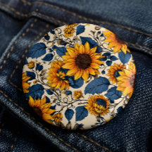 Retro bloemenzonnekleurpatroon speldje