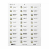 Retro Bloemig Adreslabel met Muziepostbus Etiket (Full Sheet)