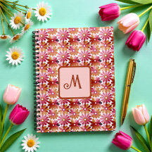 Retro Bloemig Monogram – Roze & Bruine Bloemen