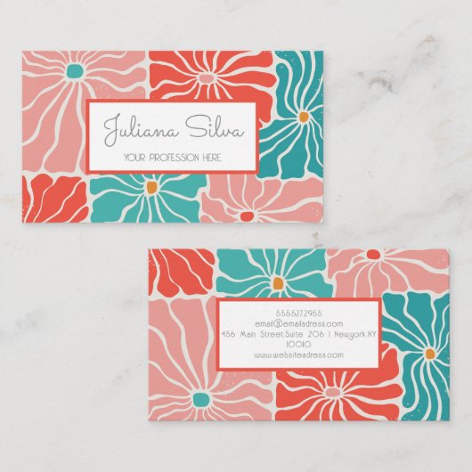 Retro bloemig visitekaartje (Voorkant / Achterkant)