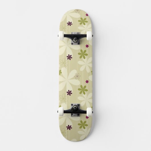 Retro Bloemige Achtergrond Skateboard (Voorkant)