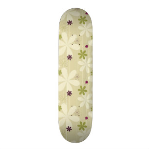 Retro Bloemige Achtergrond Skateboard