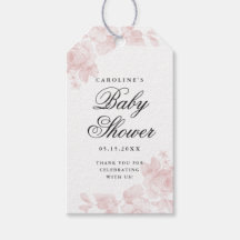Retro bloemige baby shower favor tag