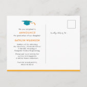 Retro Bloemige Elegante Script Chic Foto Afstudere Aankondigingskaart (Achterkant)