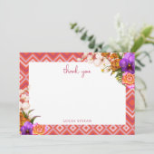 Retro Bloemige Fuchsia Bruiloftsborrel Bedankkaart (Staand voorkant)