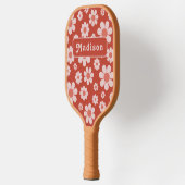 Retro bloemige gepersonaliseerde naam pickleball paddle (Links)